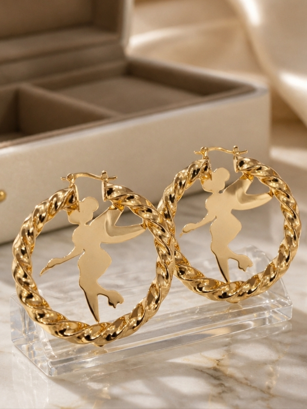 Gold Fairy Hoop Earrings - Womens Jewelry